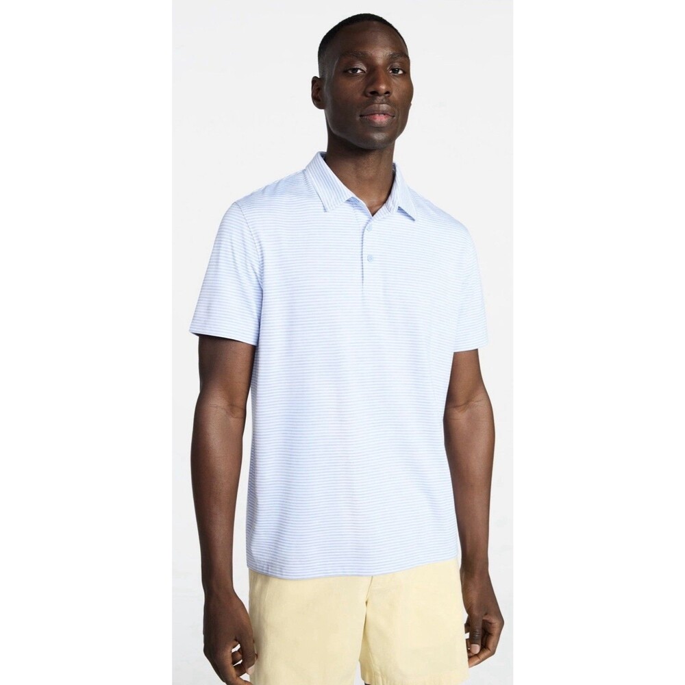 George Men's polo shirt Relaxed Fit Short Sleeve Stretch Polo blue striped 2XL